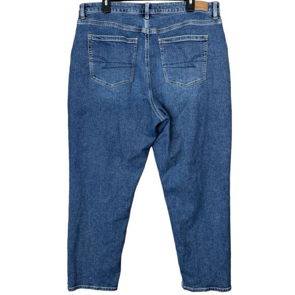 American Eagle Mom Jeans 16 R Women’s High Waisted Relaxed Fit Denim Dark Wash - Picture 2 of 12